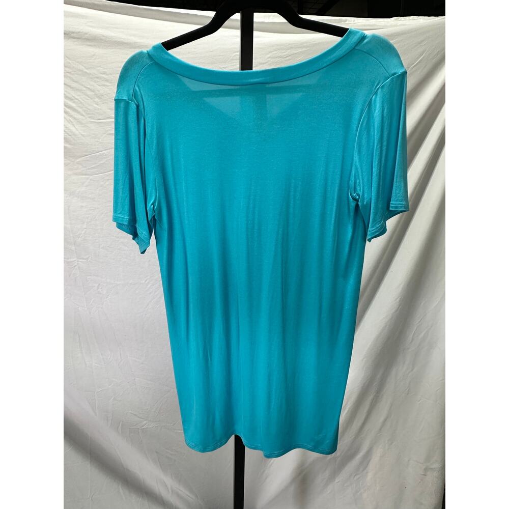 Agnes & Dora Womens NWT Size S Scuba Blue Relaxed Oversized V-Neck Tee - Picture 3 of 4